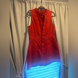 VENUS Red Sleeveless Button-Up Romper